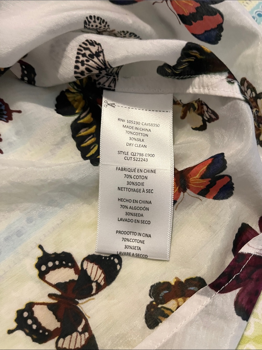 Equipment White Button-Down Shirt with Multicolor Butterfly Print - Picture 3 of 3